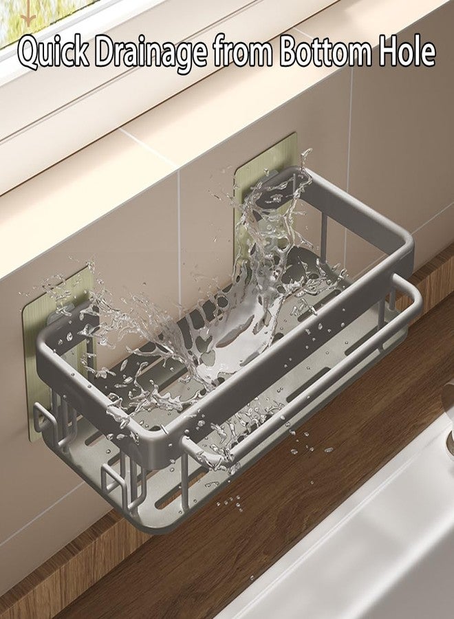 SRTFINE Sponge Holder Kitchen Sink Caddy Organizer Wall Mount Sponge Holder with Drainer Shampoo Soap Storage Shelf Toilet Balcony Bathroom Dishwashers Wire Rags Sponge Sink Drain (Black) - Image 4